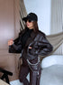 Crop faux leather jacket "TOFFEE NUT CV2195-10" - choco